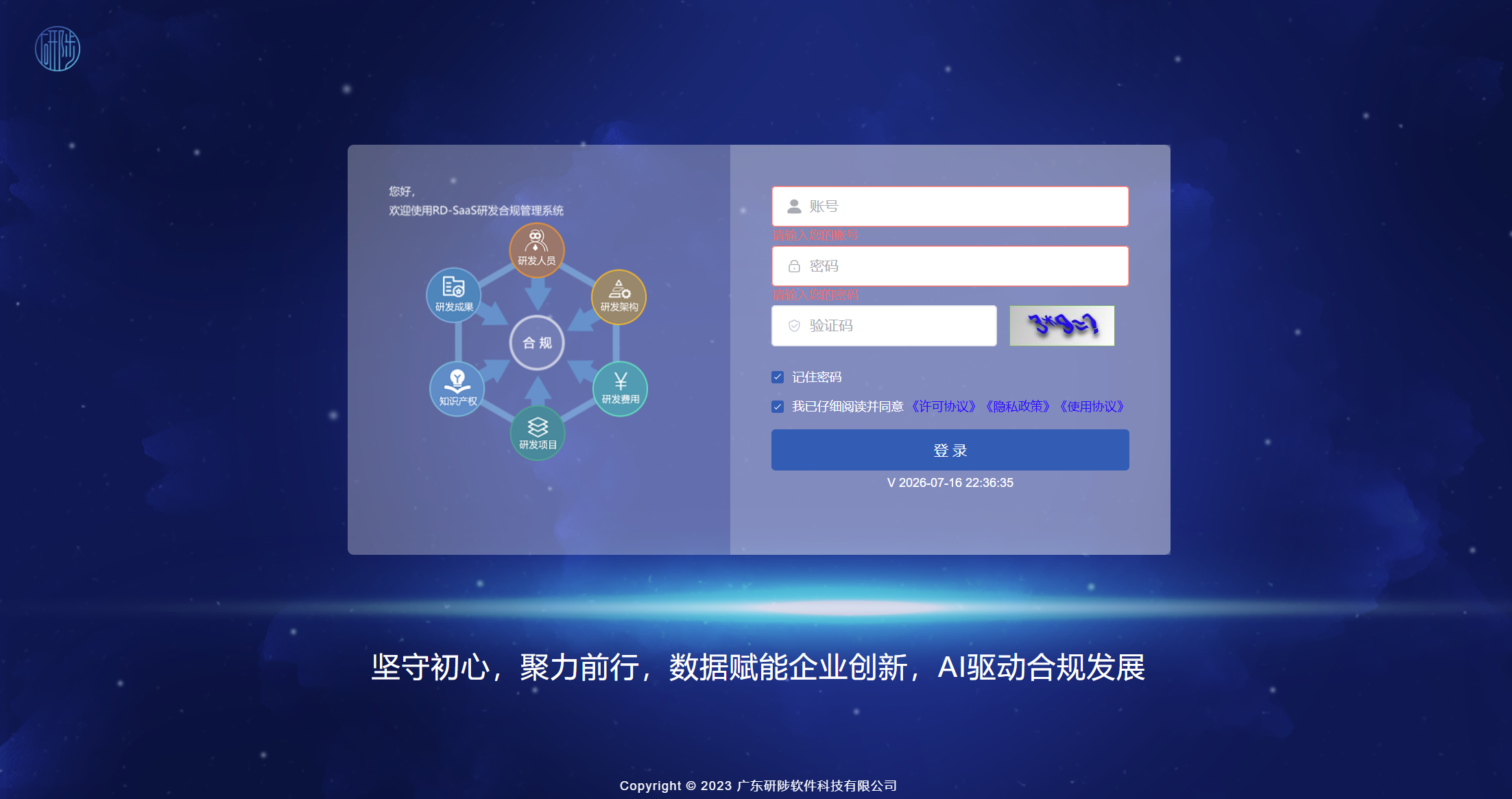 研小合产品仪表盘界面